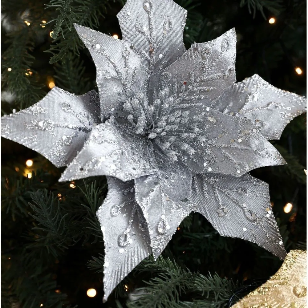 29CM Artificial Poinsettia Flower Sequins Gold Red Glitter Simulation Flowers Sparkling DIY Christmas Flower New Year Festival
29CM Artificial Poinsettia Flower Sequins Gold Red Glitter Simulation Flowers Sparkling DIY Christmas Flower New Year Festival