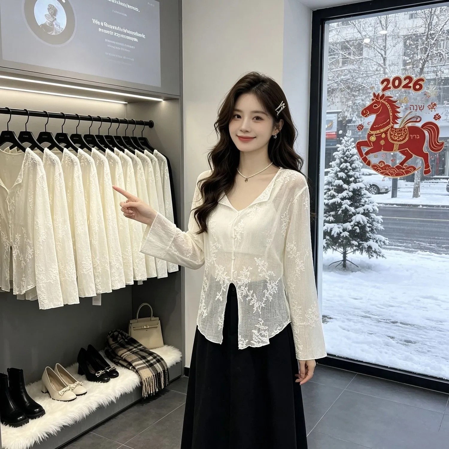 Elegant Embroidered Heavy Work Lace Floral Print Long Sleeve Women's Shirt Breathable Comfortable Commute Style V-Neck Button...
Elegant Embroidered Heavy Work Lace Floral Print Long Sleeve Women's Shirt Breathable Comfortable Commute Style V-Neck Button...