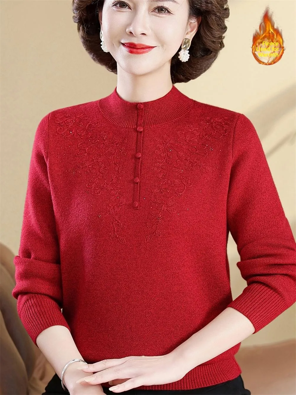 Thickened Fleece Lined One-Piece Velvet Warm Loose Women's Base Shirt for Middle-Aged Mothers Autumn Winter Fashion Wool Sweater
Thickened Fleece Lined One-Piece Velvet Warm Loose Women's Base Shirt for Middle-Aged Mothers Autumn Winter Fashion Wool Sweater