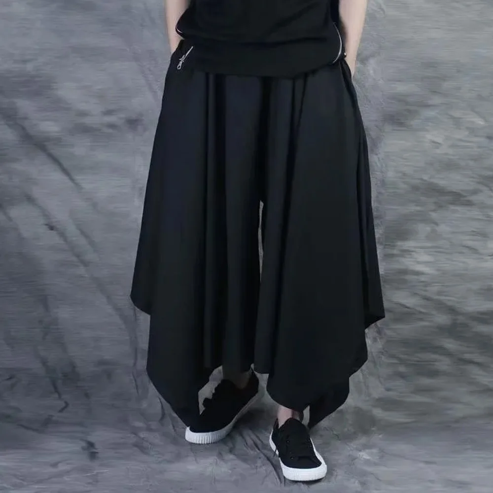Men’s Wide Leg Skirt Pants Irregular Hem Loose Fit Elastic Waist Casual Streetwear Gothic Style Black Trousers 2026 New
Men’s Wide Leg Skirt Pants Irregular Hem Loose Fit Elastic Waist Casual Streetwear Gothic Style Black Trousers 2026 New