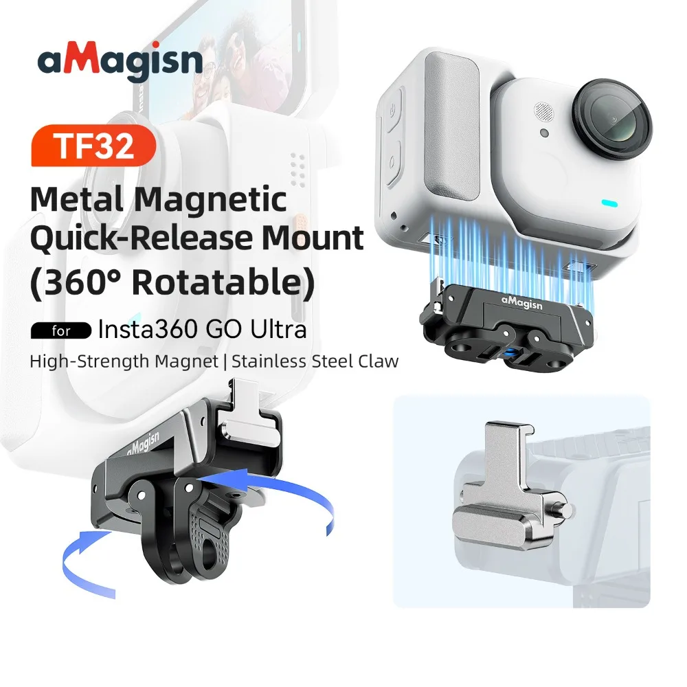 aMagisn Rotatable Metal Magnetic Mount for Insta360 GO Ultra , 360° adjustable Quick-Release adapter For Go Ultra Accessory
aMagisn Rotatable Metal Magnetic Mount for Insta360 GO Ultra , 360° adjustable Quick-Release adapter For Go Ultra Accessory
