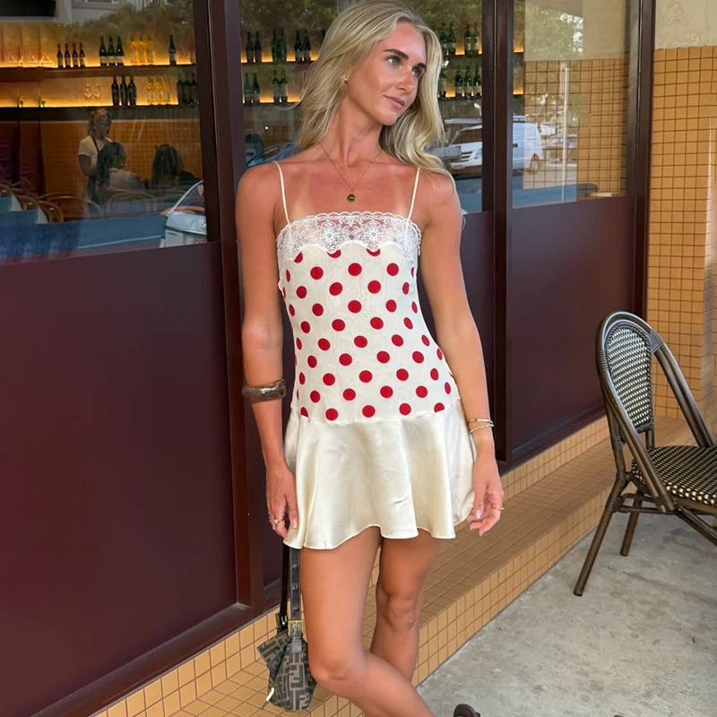 TARUXY Polka Dots Lace Suspenders Dress Women Slim One Shoulder Backless Sexy Mini Dress Summer Vacation Party Female Dress New
TARUXY Polka Dots Lace Suspenders Dress Women Slim One Shoulder Backless Sexy Mini Dress Summer Vacation Party Female Dress New