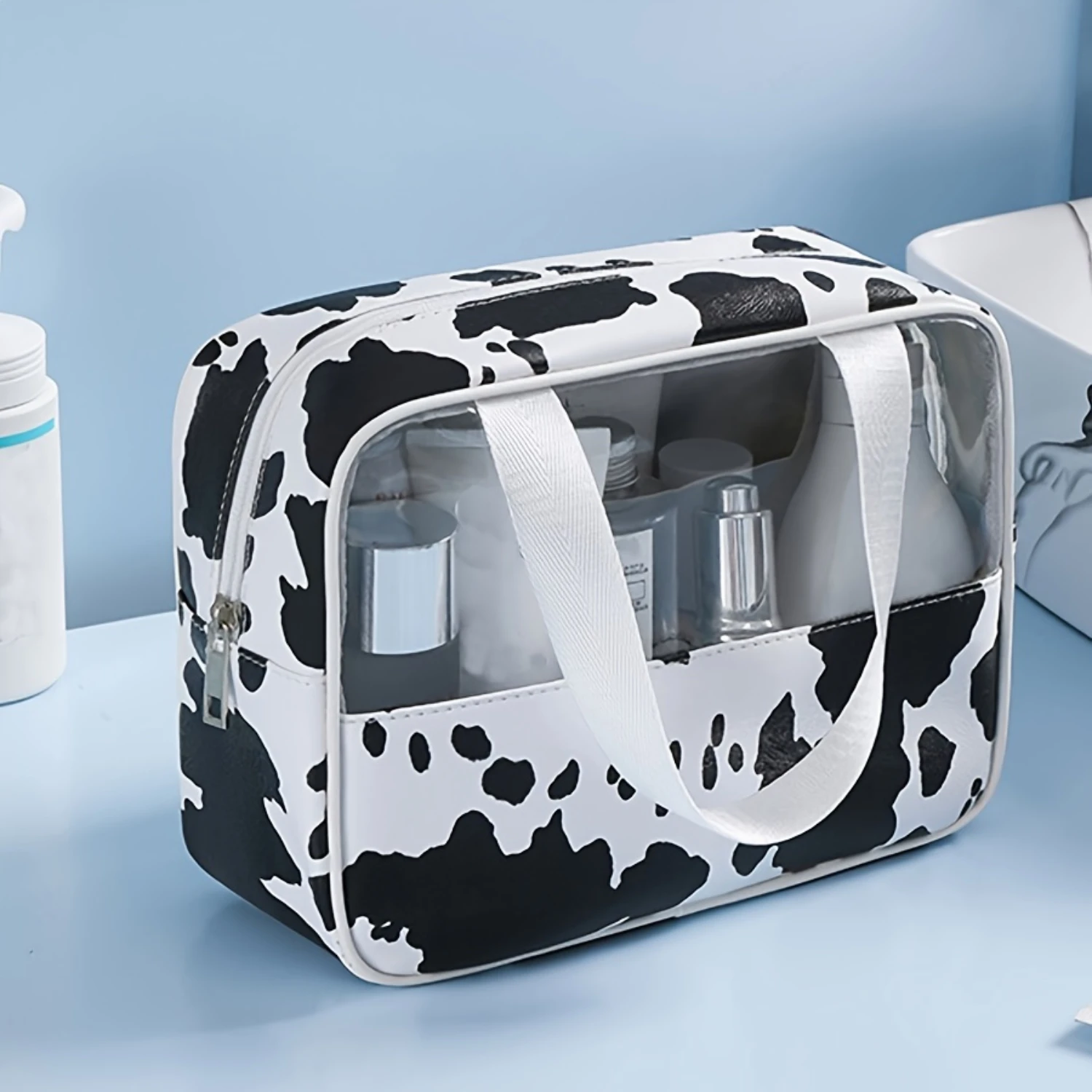 Cow Pattern Waterproof Makeup Bag, Portable Comestic Pouch, Toiletry Wash Organizer For Travel
Cow Pattern Waterproof Makeup Bag, Portable Comestic Pouch, Toiletry Wash Organizer For Travel