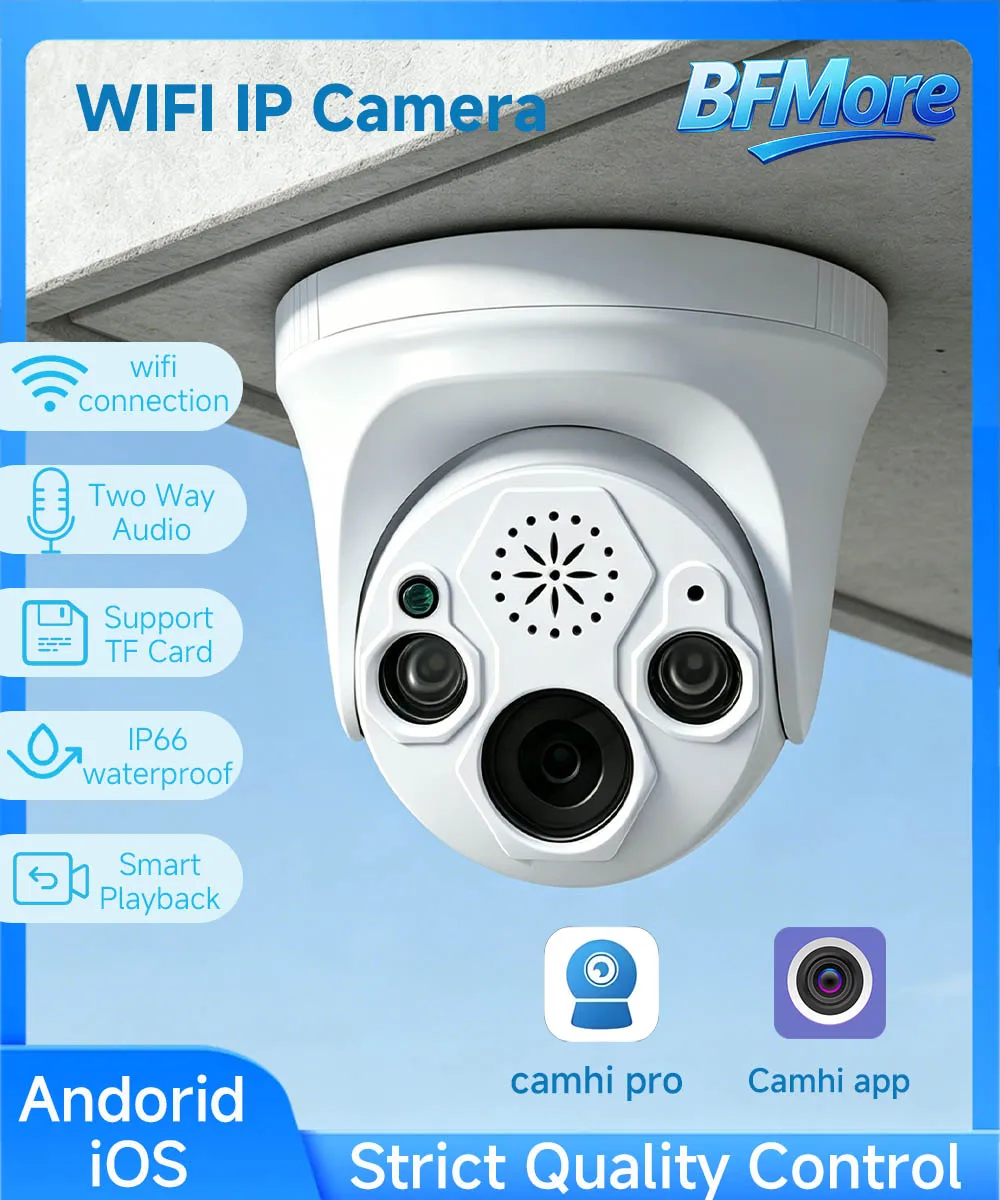 BFMore 5MP/2MP Dome WIFI Security IP камер Outdoor System IP WiFi Surveillance камер with IR Night Vision Human/Vehicle Detecti
BFMore 5MP/2MP Dome WIFI Security IP камер Outdoor System IP WiFi Surveillance камер with IR Night Vision Human/Vehicle Detecti
