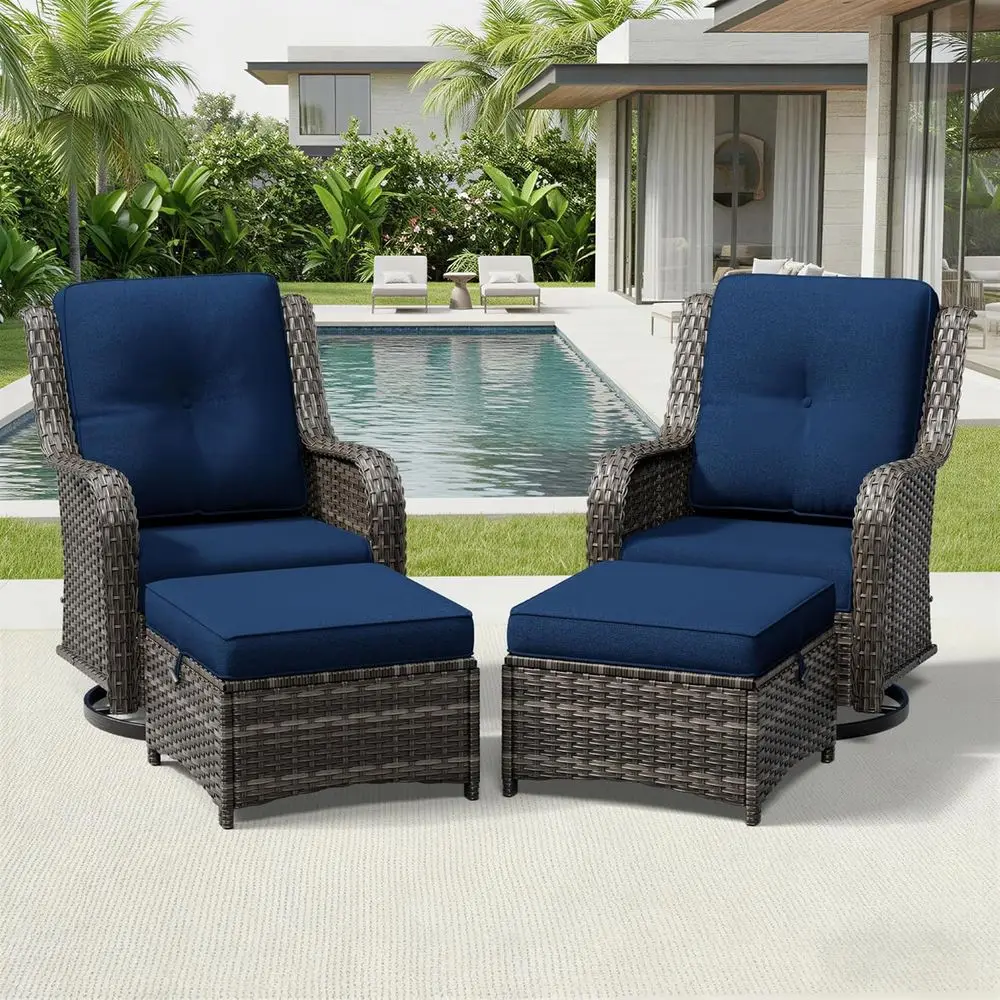 4 Piece Wicker Patio urniture Set, Outdoor Swivel Rocker Patio Chairs with High Back, Deep Seating, Wide Armrest, Thickened Cush
4 Piece Wicker Patio urniture Set, Outdoor Swivel Rocker Patio Chairs with High Back, Deep Seating, Wide Armrest, Thickened Cush