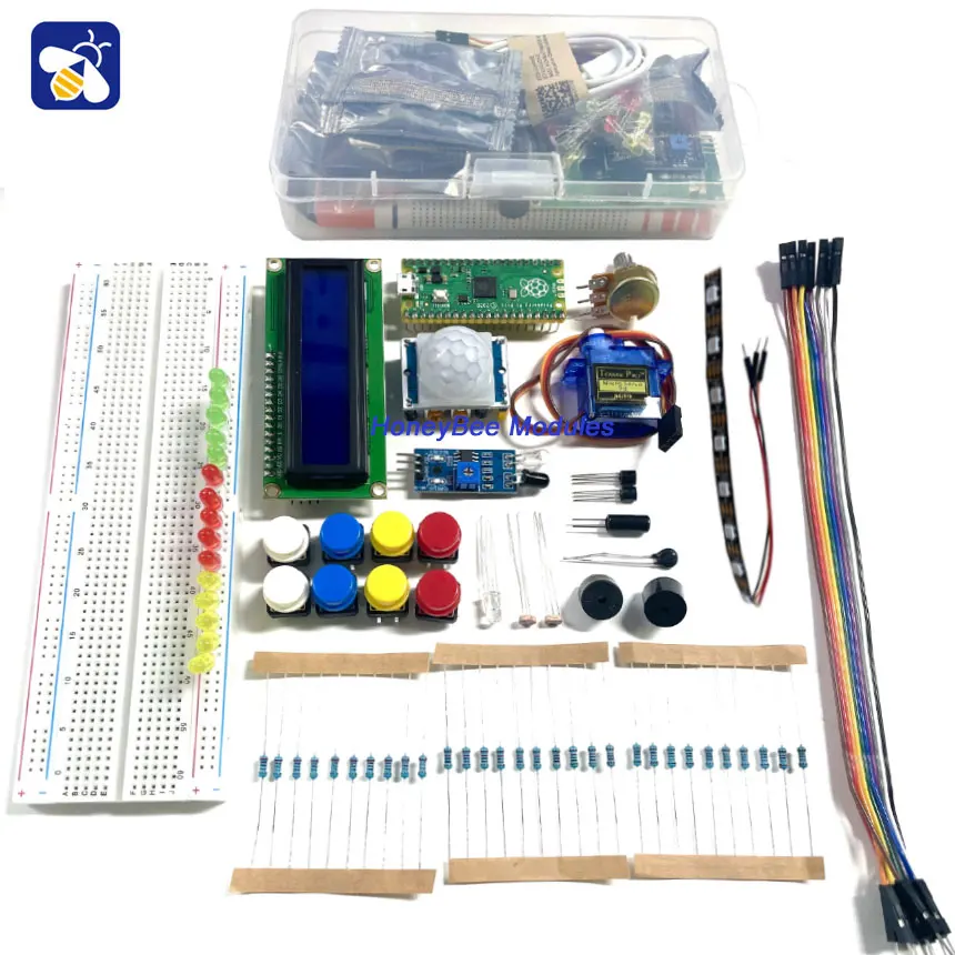 Basic Starter Learning Kit for Raspberry Pico, LCD1602, 830 Breadboard SG90 and Tutorail
Basic Starter Learning Kit for Raspberry Pico, LCD1602, 830 Breadboard SG90 and Tutorail
