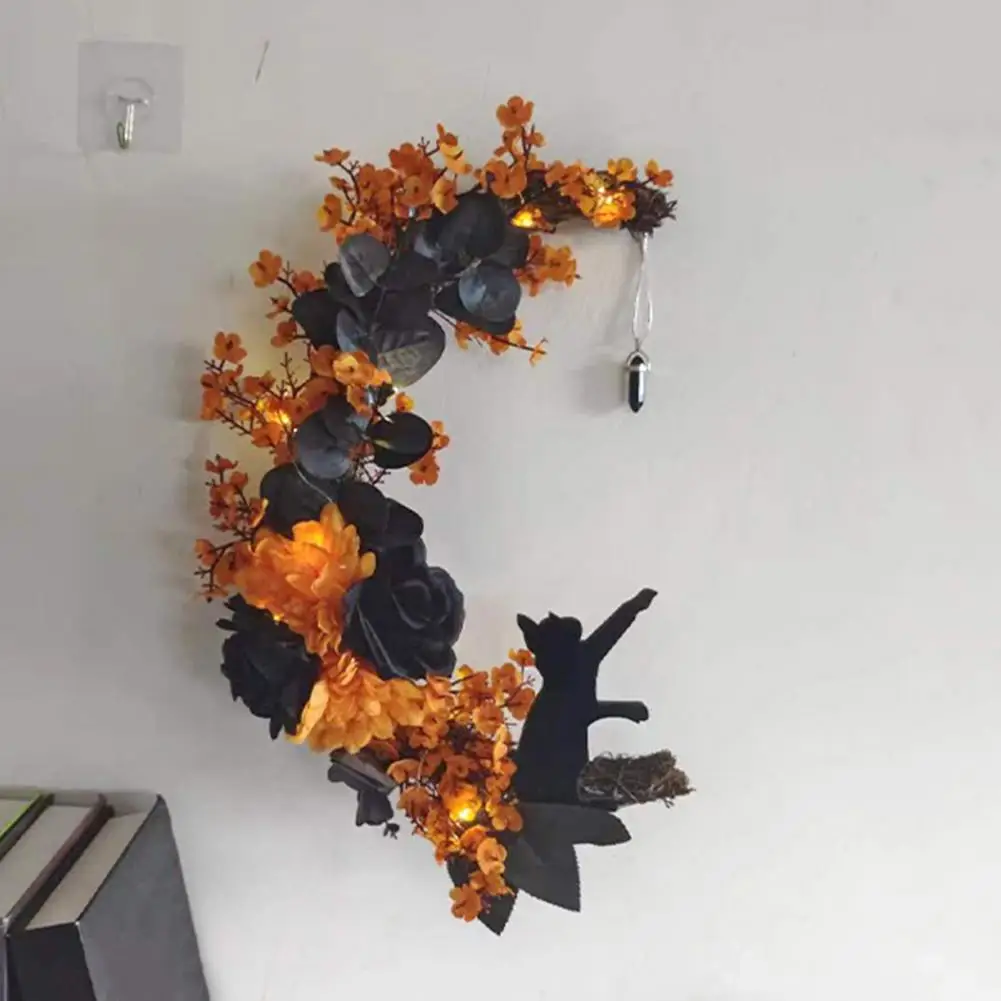 Durable Halloween Wreath Indoor Halloween Wreath Enchanting Halloween Moon Black Cat Wreath Led-lit Floral for Indoor/outdoor
Durable Halloween Wreath Indoor Halloween Wreath Enchanting Halloween Moon Black Cat Wreath Led-lit Floral for Indoor/outdoor