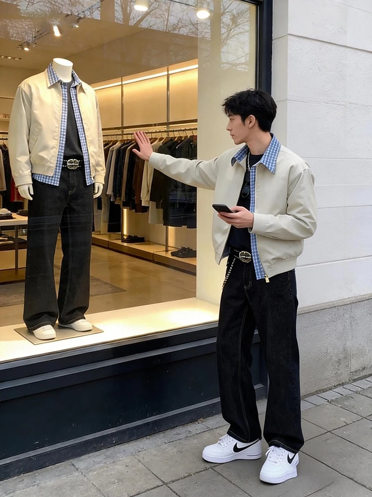 Patchwork Fake Two-Piece Jacket Men's Spring Autumn Flip-Collar American Style Shoulder Jacket Cool And Handsome Ba...
Patchwork Fake Two-Piece Jacket Men's Spring Autumn Flip-Collar American Style Shoulder Jacket Cool And Handsome Ba...