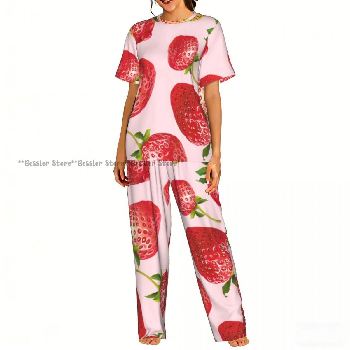 Women's 2-piece set Strawberry Pajamas Short sleeved Top and Pants Sleepwear
Women's 2-piece set Strawberry Pajamas Short sleeved Top and Pants Sleepwear