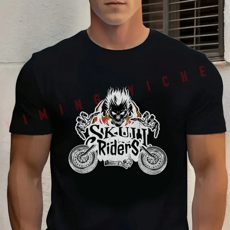 Men's Black Skull Rider Motorcycle Design Cotton T-Shirt New Men's Casual O-neck Short Sleeve Tees
Men's Black Skull Rider Motorcycle Design Cotton T-Shirt New Men's Casual O-neck Short Sleeve Tees