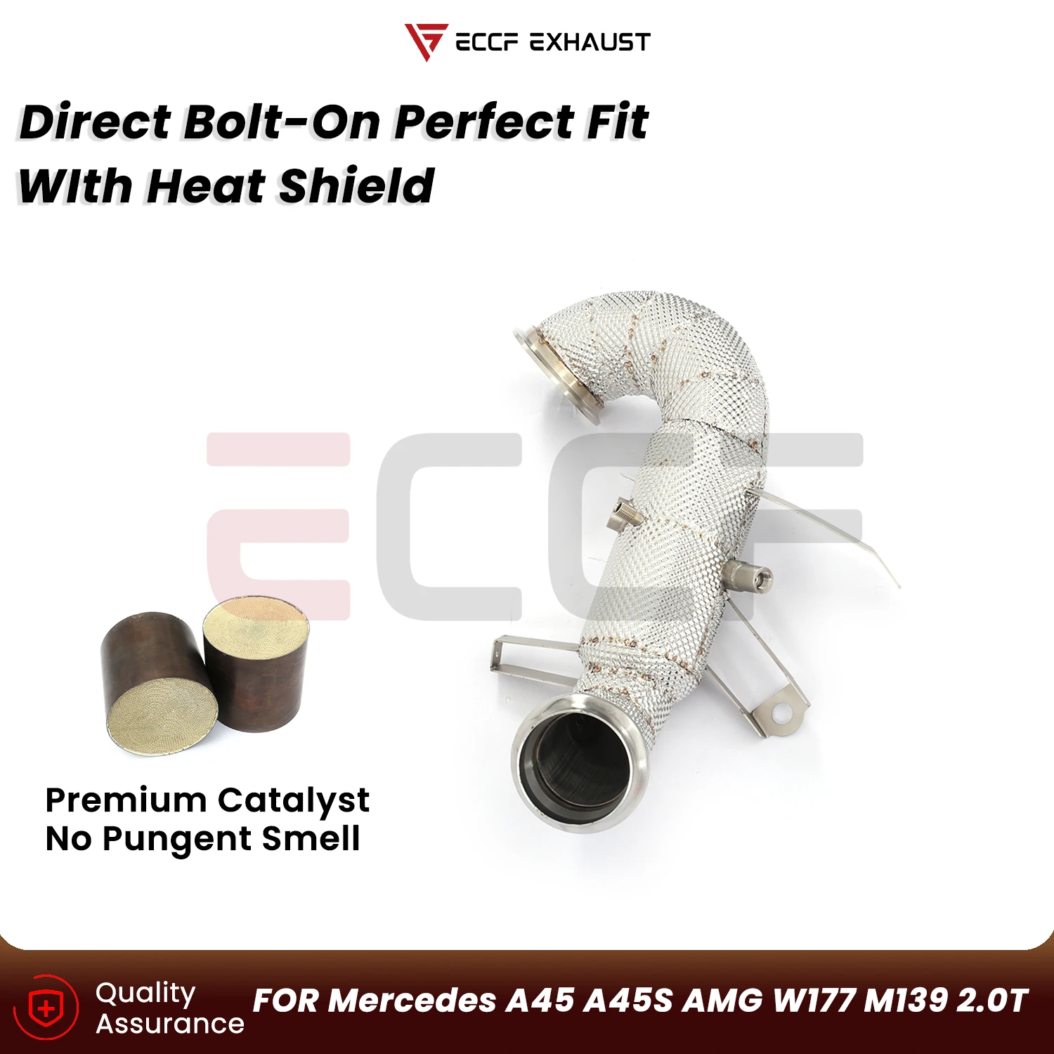 Sporty Downpipe With Heat Shield For Mercedes A45 A45S AMG W177 M139 2.0T Aggressive Sound Plug and Play Upgrade Performance
Sporty Downpipe With Heat Shield For Mercedes A45 A45S AMG W177 M139 2.0T Aggressive Sound Plug and Play Upgrade Performance