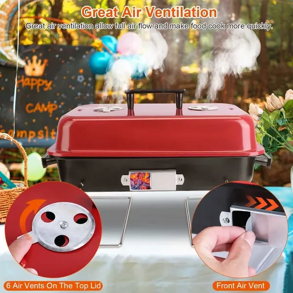 Portable Folding Charcoal Grill with Lid for Outdoor Camping and Picnics
Portable Folding Charcoal Grill with Lid for Outdoor Camping and Picnics