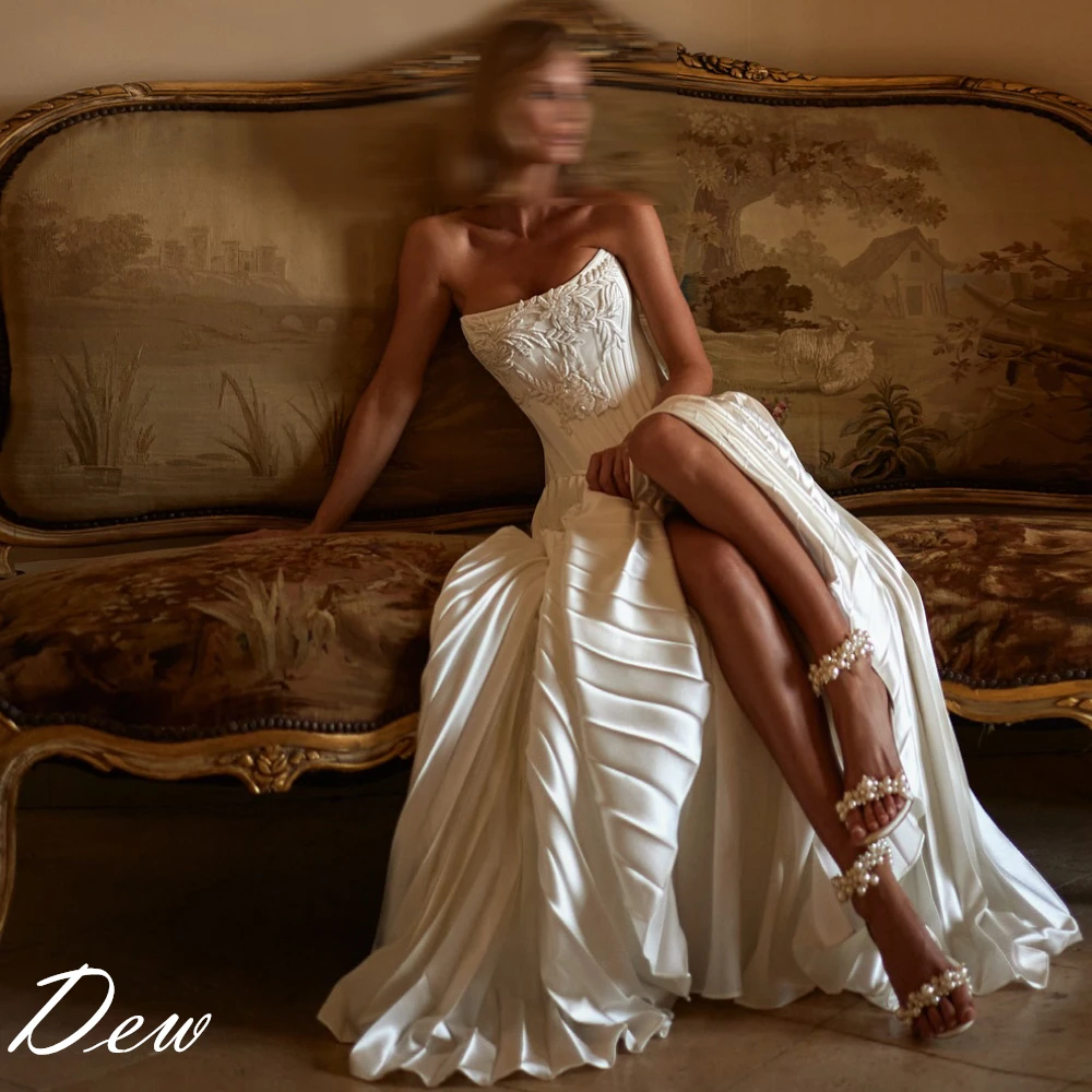 Customized White Chiffon Fashion Bridal Party Elegant Strapless Exquisite Appliques Luxury Wedding Dress Delicate Bridal Gowns
Customized White Chiffon Fashion Bridal Party Elegant Strapless Exquisite Appliques Luxury Wedding Dress Delicate Bridal Gowns