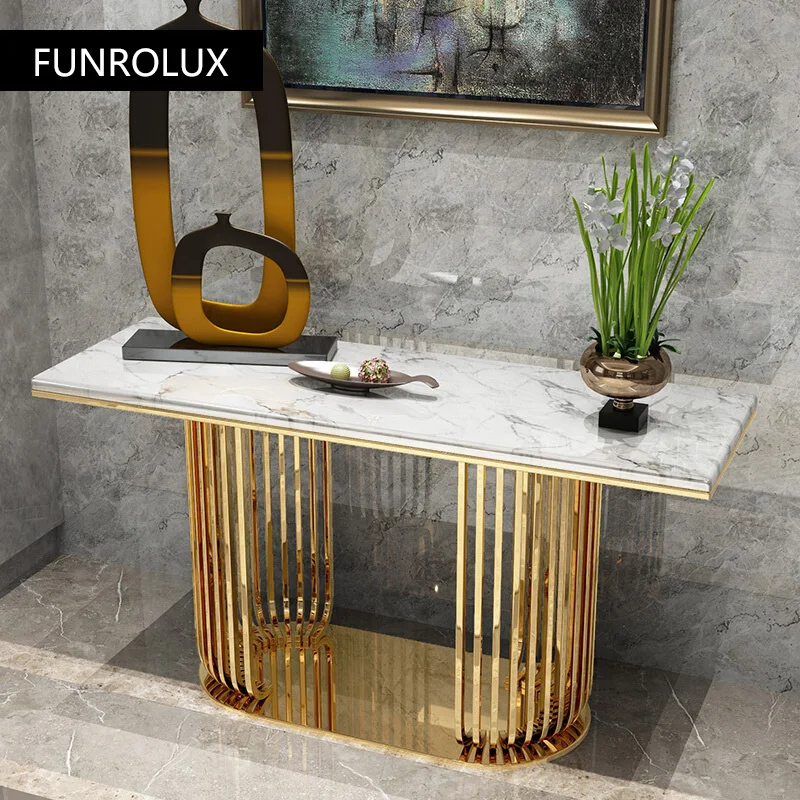 Modern console tables household titanium stainless consol ecorridor decoration table sitting room cabinet
Modern console tables household titanium stainless consol ecorridor decoration table sitting room cabinet