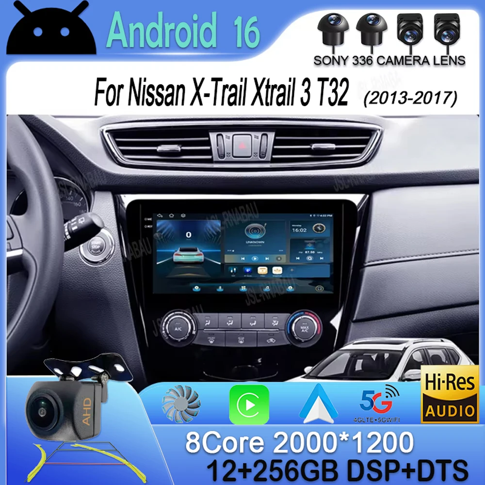 Android 16 Carplay Auto For Nissan X-Trail Xtrail 3 T32 2013 - 2017 Car Radio GPS Multimedia Video Player Stereo 360 Camera DSP
Android 16 Carplay Auto For Nissan X-Trail Xtrail 3 T32 2013 - 2017 Car Radio GPS Multimedia Video Player Stereo 360 Camera DSP