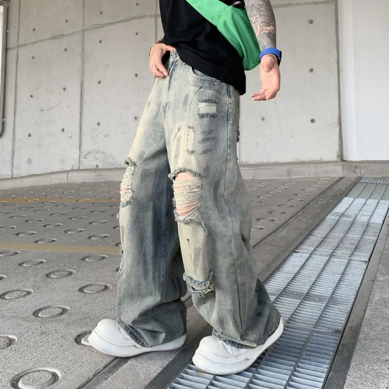 Мужские джинсы в полный рост, джинсовые брюки, свободные брюки с застежкой-молнией и высокой талией, винтажные карманы, 2025 рваных рваных джинсов с дырками
Мужские джинсы в полный рост, джинсовые брюки, свободные брюки с застежкой-молнией и высокой талией, винтажные карманы, 2025 рваных рваных джинсов с дырками