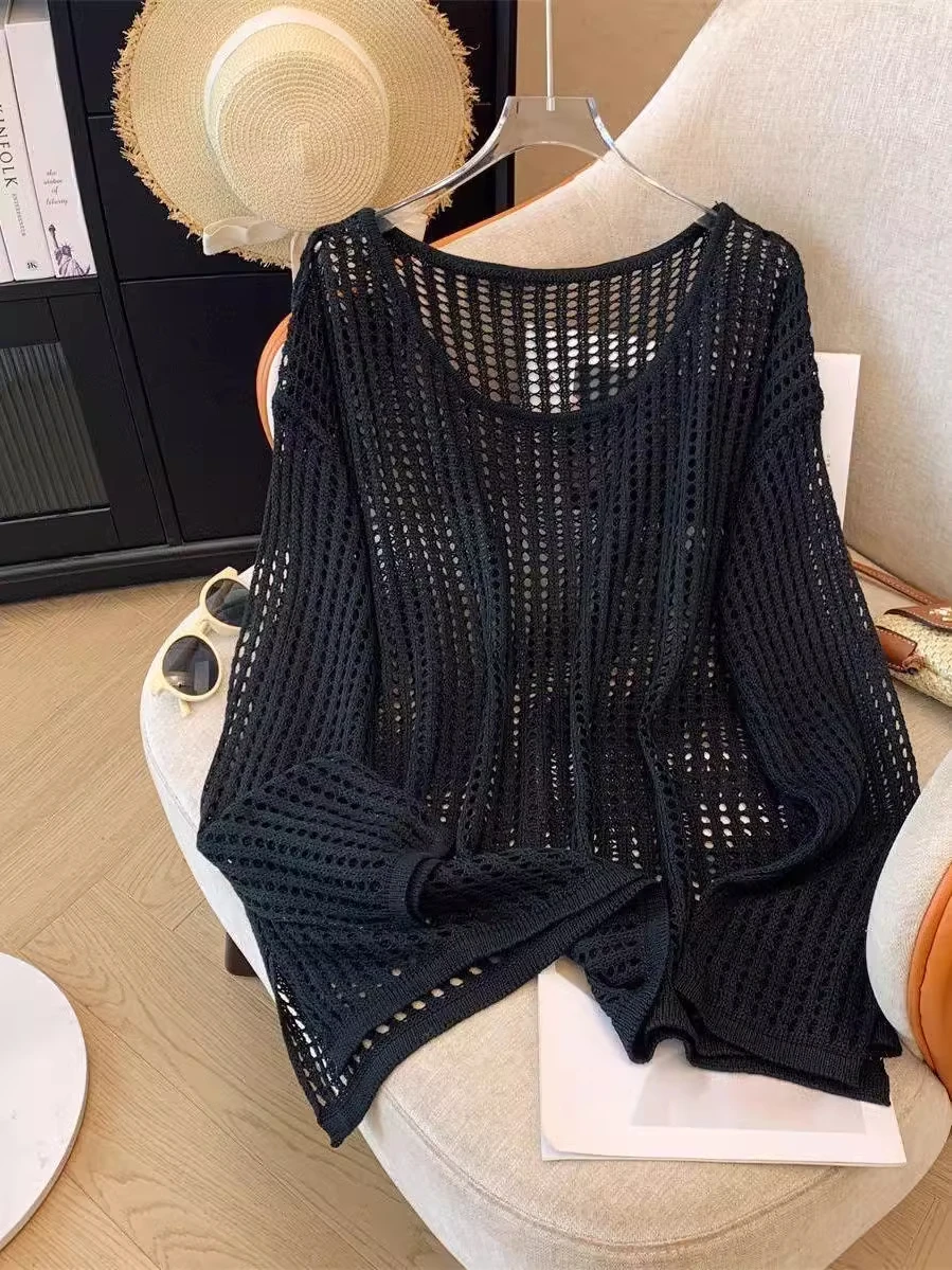 Loose Knitted Summer New Style Women's Sun Protection Cover up Hollow out Long Sleeve round Neck Versatile Top Breathable
Loose Knitted Summer New Style Women's Sun Protection Cover up Hollow out Long Sleeve round Neck Versatile Top Breathable