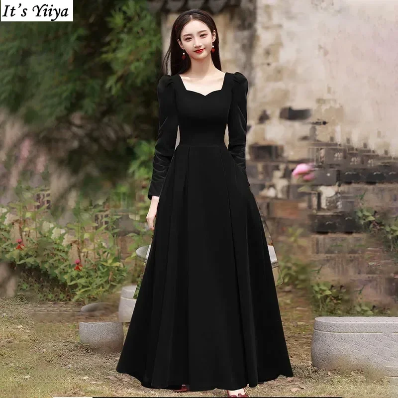 It's Yiiya Customized Evening Dress Black Flannel Square Collar Full Sleeve Floor-Length A-Line Plus size Lady Formal Party Gown
It's Yiiya Customized Evening Dress Black Flannel Square Collar Full Sleeve Floor-Length A-Line Plus size Lady Formal Party Gown
