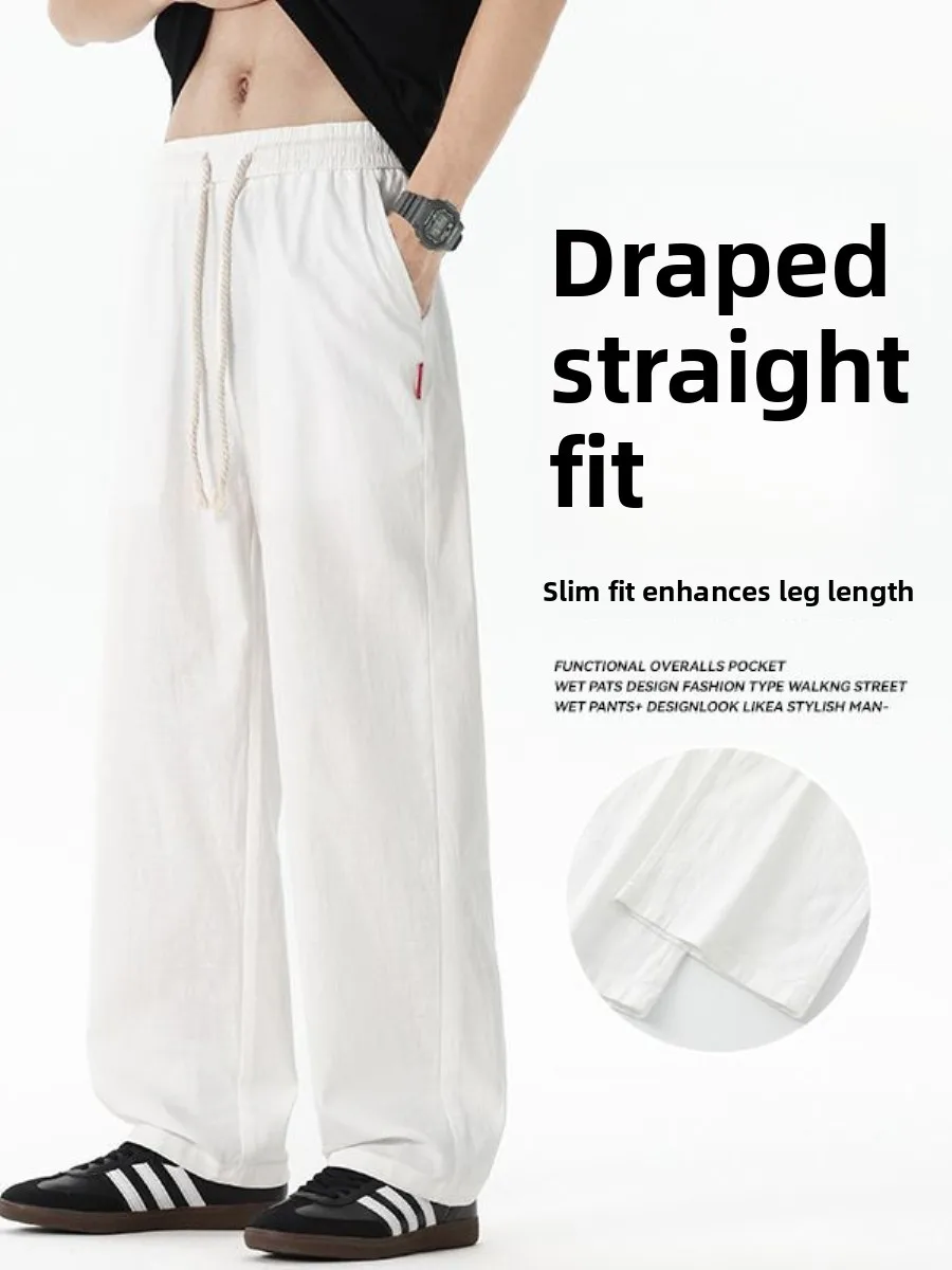 Summer Thin Cotton Linen Loose Wide Leg Pants Men's Long Casual Sports Trousers CleanFit Style Straight Tube Pants
Summer Thin Cotton Linen Loose Wide Leg Pants Men's Long Casual Sports Trousers CleanFit Style Straight Tube Pants