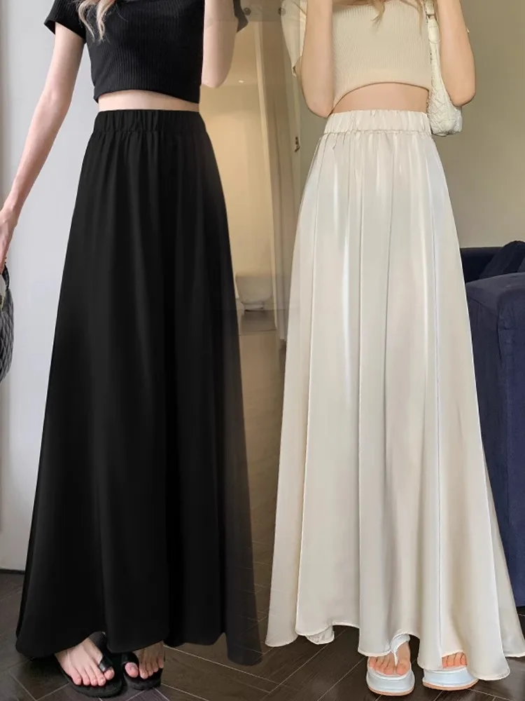 Vinyl Satin Halftoon Skirt Spring Summer New Style Women's A-Line Midi Skirt Slimming Drapey High Waist Korean Style
Vinyl Satin Halftoon Skirt Spring Summer New Style Women's A-Line Midi Skirt Slimming Drapey High Waist Korean Style