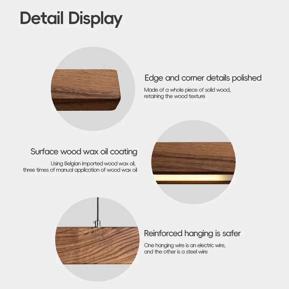 LED Hand Sweep Sensor Pendant Light Black Walnut Wood Modern Hanging Lamps for Dining Living Room Kitchen Office Celling Lamp LED Hand Sweep Sensor Pendant Light Black Walnut Wood Modern Hanging Lamps for Dining Living Room Kitchen Office Celling Lamp