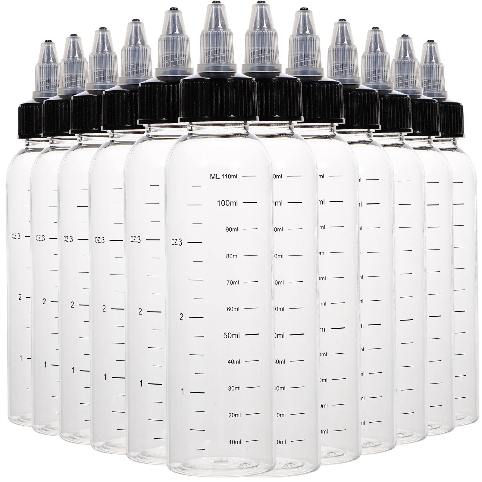 12Pcs Plastic Transparent Squeeze Dispensing Bottles Clear Scale Bottles for Refillable Liquid Packing and Hair Care
12Pcs Plastic Transparent Squeeze Dispensing Bottles Clear Scale Bottles for Refillable Liquid Packing and Hair Care