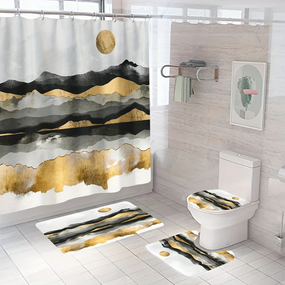 Набор из 4 предметов, занавеска для душа с абстрактным художественным принтом, тканевая занавеска для ванной комнаты, набор занавесок для душа с ковриком для ванной, нескользящее сиденье для унитаза
Набор из 4 предметов, занавеска для душа с абстрактным художественным принтом, тканевая занавеска для ванной комнаты, набор занавесок для душа с ковриком для ванной, нескользящее сиденье для унитаза