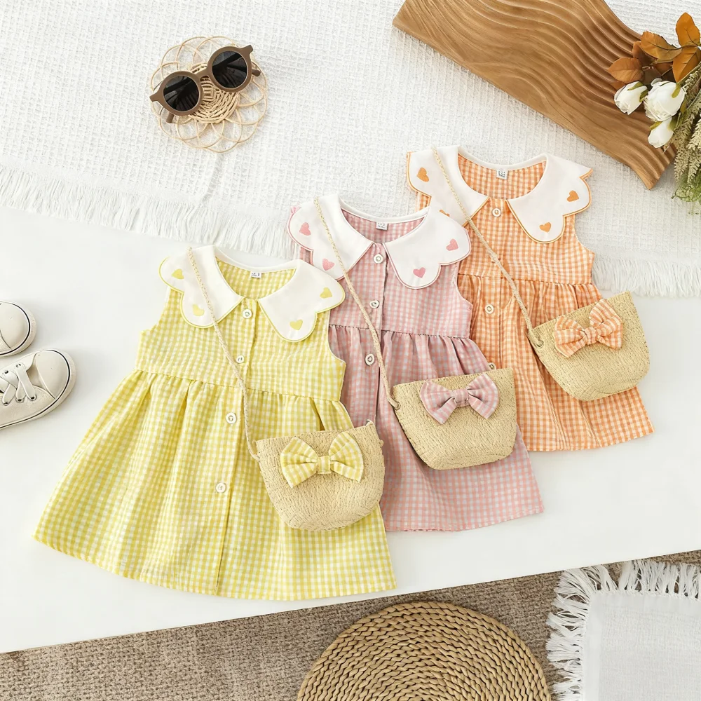 Girls' Dress Summer Plaid Sleeveless Collared Baby Dress Cute Cotton Beach Girls Dress Baby Girl Clothing
Girls' Dress Summer Plaid Sleeveless Collared Baby Dress Cute Cotton Beach Girls Dress Baby Girl Clothing