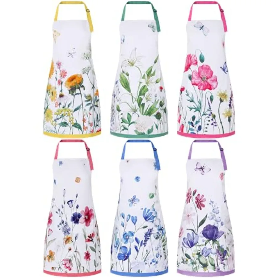 6 Pcs Spring Kitchen Aprons with Pockets Flower Rooster Bee Butterfly Suower Summer Aprons Bulk for Women Multicolored, Spring
6 Pcs Spring Kitchen Aprons with Pockets Flower Rooster Bee Butterfly Suower Summer Aprons Bulk for Women Multicolored, Spring