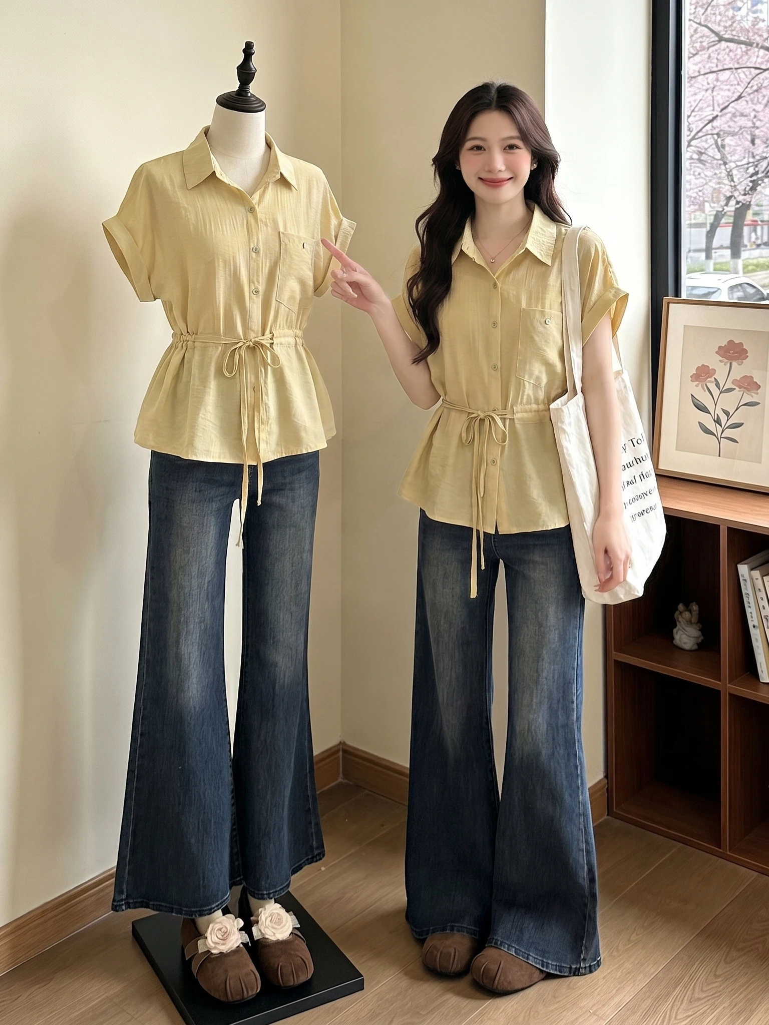 Yellow Short Sleeve Shirt Women's plus Size Drawstring Waist In-Bound Style Summer New Arrival Commute Style Korean Version
Yellow Short Sleeve Shirt Women's plus Size Drawstring Waist In-Bound Style Summer New Arrival Commute Style Korean Version