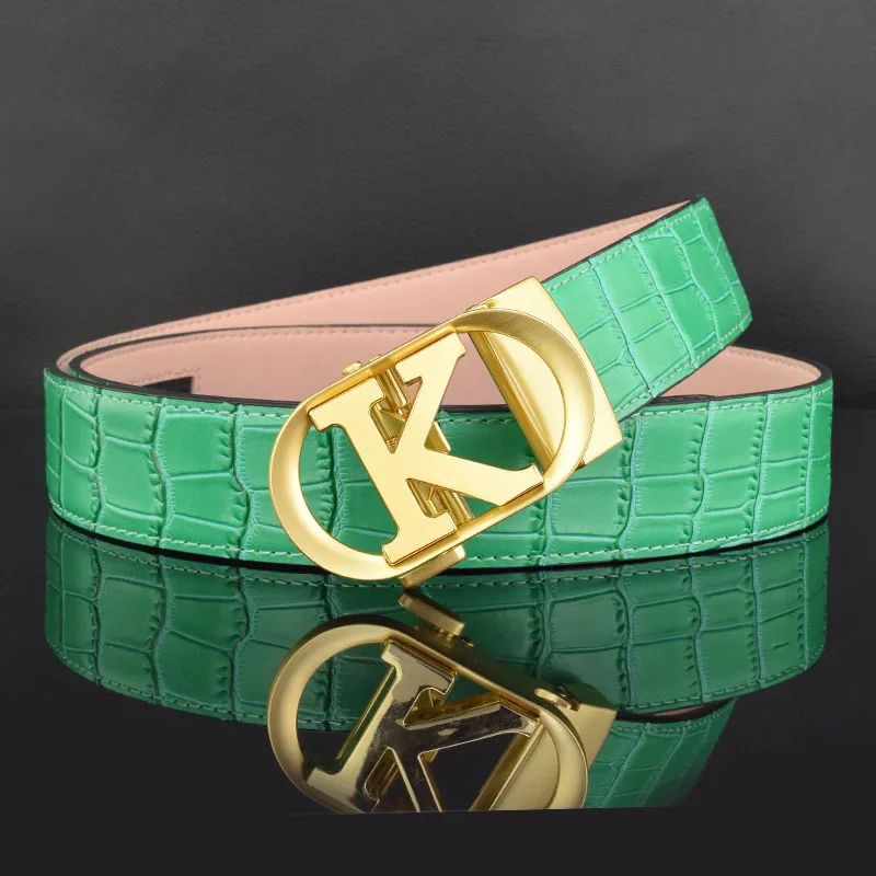 Green K Letter Designer Belt Men's Leather Automatic Buckle High Quality Belts Men Genuine Luxury Waist Strap cintos masculinos
Green K Letter Designer Belt Men's Leather Automatic Buckle High Quality Belts Men Genuine Luxury Waist Strap cintos masculinos