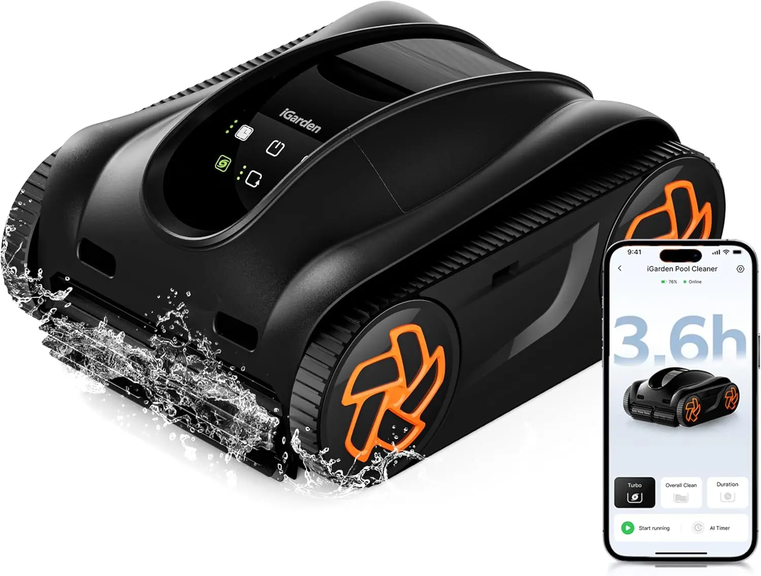 4-in-1 Robotic Pool Cleaner, 3.6H Cordless Pool Vacuum for Inground & Above Ground Pools, Touchscreen & APP Control, Sma
4-in-1 Robotic Pool Cleaner, 3.6H Cordless Pool Vacuum for Inground & Above Ground Pools, Touchscreen & APP Control, Sma