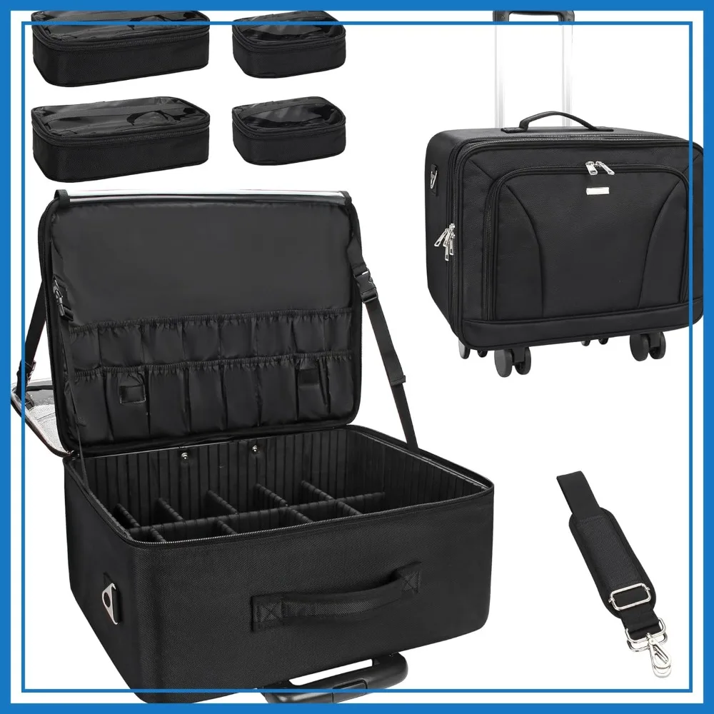 Rolling Makeup Train Case, Cosmetology Case on Wheels, Professional Makeup Artist Bag with 4 Bags, Extra Large Cosmetic Bag
Rolling Makeup Train Case, Cosmetology Case on Wheels, Professional Makeup Artist Bag with 4 Bags, Extra Large Cosmetic Bag