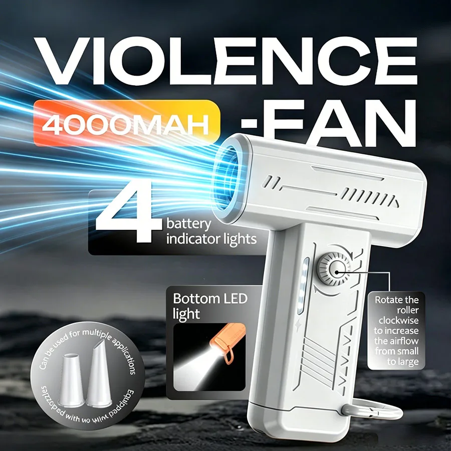 13000 RPM High Speed Handheld Turbo Fan, Stepless Speed, LED Light, 4000mAh, Portable Mini Fan for Camping & Multi-Purpose Use
13000 RPM High Speed Handheld Turbo Fan, Stepless Speed, LED Light, 4000mAh, Portable Mini Fan for Camping & Multi-Purpose Use