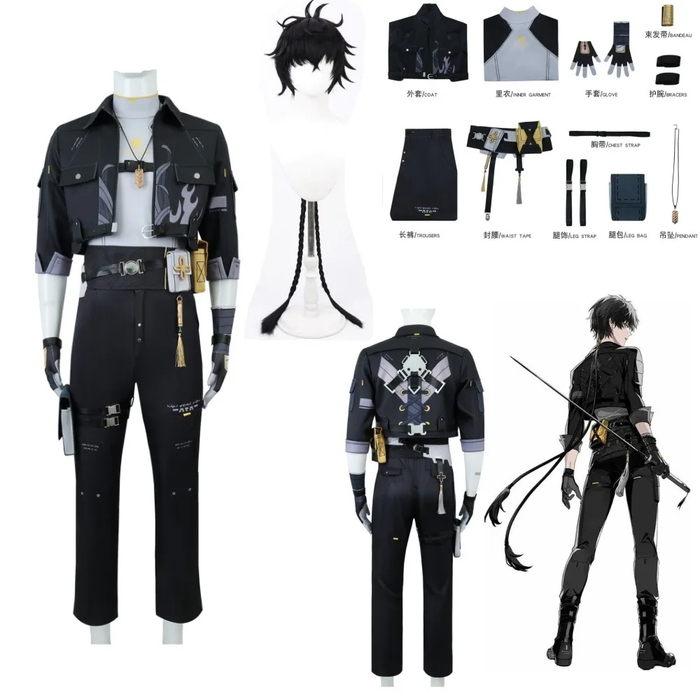 Wuthering Waves Rover Cosplay Costume Black Top Pant Wig Uniform Suit Halloween Carnival Christmas Party Men
Wuthering Waves Rover Cosplay Costume Black Top Pant Wig Uniform Suit Halloween Carnival Christmas Party Men