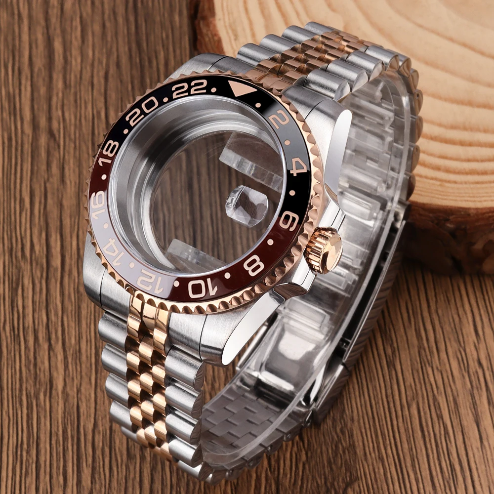 40mm NH35 Watch Case Two Tone GMT bezel Sapphire for NH35 NH36 NH34 8215 TEA2824 Movement Jubilee Strap Rose Gold Parts Wholesa
40mm NH35 Watch Case Two Tone GMT bezel Sapphire for NH35 NH36 NH34 8215 TEA2824 Movement Jubilee Strap Rose Gold Parts Wholesa