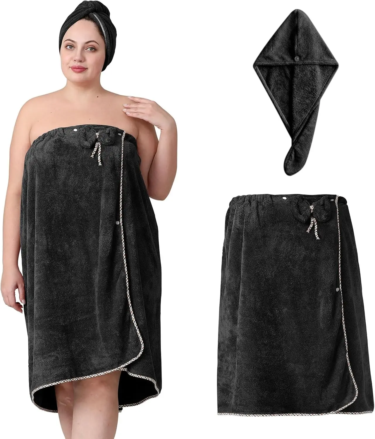 Полотенце-халат для женщин больших размеров, регулируемое, для использования после душа, большие спа-полотенца черного цвета (XXL-XXXXL)
Полотенце-халат для женщин больших размеров, регулируемое, для использования после душа, большие спа-полотенца черного цвета (XXL-XXXXL)