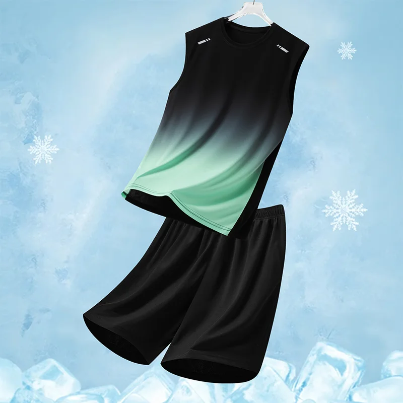 Men's Sportswear Set Summer Fitn Clothes Qui Dry Vest Svel Tank Top T-irt Baskeall Training orts Running Suit
Men's Sportswear Set Summer Fitn Clothes Qui Dry Vest Svel Tank Top T-irt Baskeall Training orts Running Suit