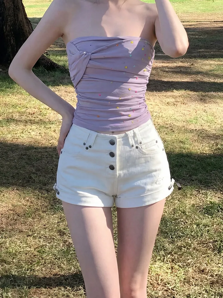 Retro High Waist Button up Denim Shorts Women's Summer Slimming Versatile Small Size Wrap around Straight Leg Hot Pants
Retro High Waist Button up Denim Shorts Women's Summer Slimming Versatile Small Size Wrap around Straight Leg Hot Pants