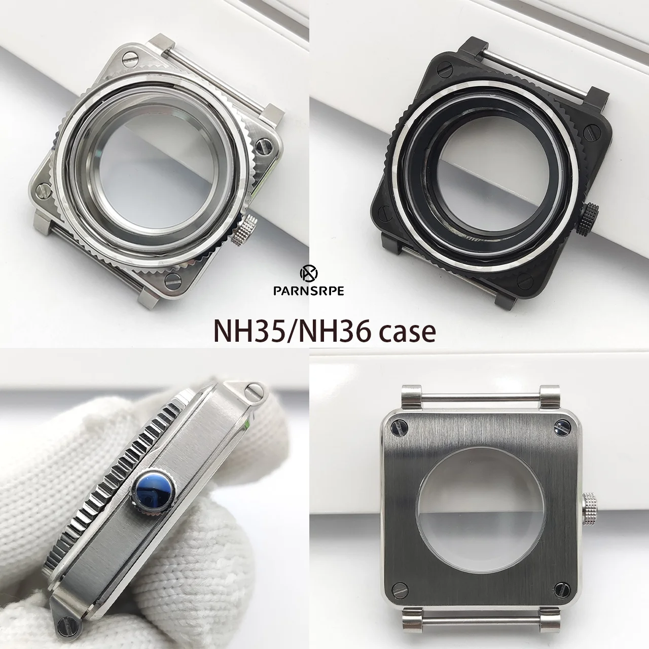 42MM Upgraded Stainless Steel Square Watch Case Sapphire Glass Transparent Back Inner Bezel Replacement Parts For NH35 NH36
42MM Upgraded Stainless Steel Square Watch Case Sapphire Glass Transparent Back Inner Bezel Replacement Parts For NH35 NH36
