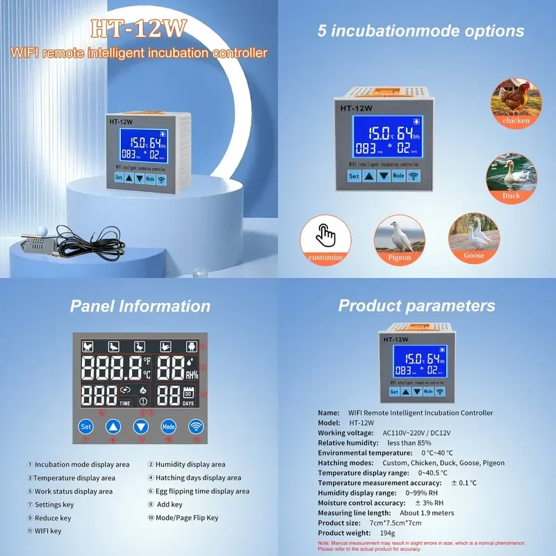 【CHIMU HOME】 Digital Thermometer Temperature and Humidity Controller with LCD Display WIFI Access for HT-12W
【CHIMU HOME】 Digital Thermometer Temperature and Humidity Controller with LCD Display WIFI Access for HT-12W
