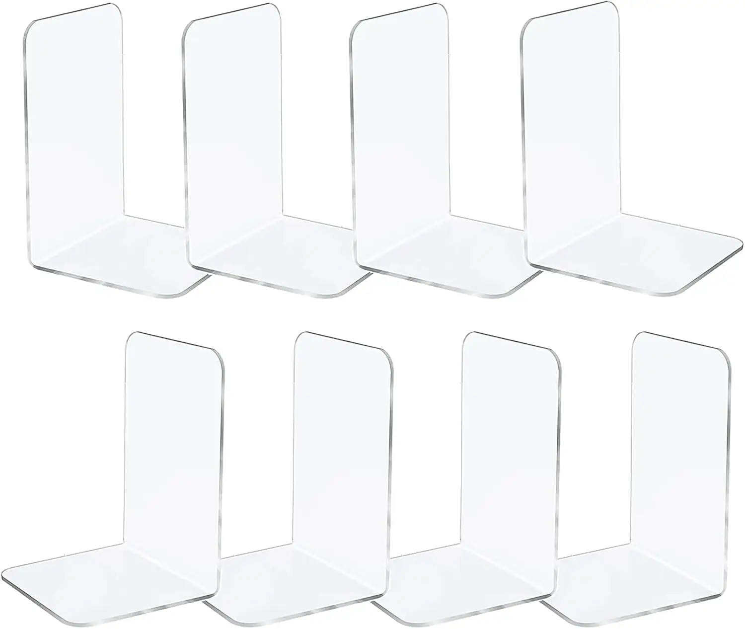 8 Pcs Clear Acrylic Bookends, Heavy Duty for Shelves, Home Office
8 Pcs Clear Acrylic Bookends, Heavy Duty for Shelves, Home Office