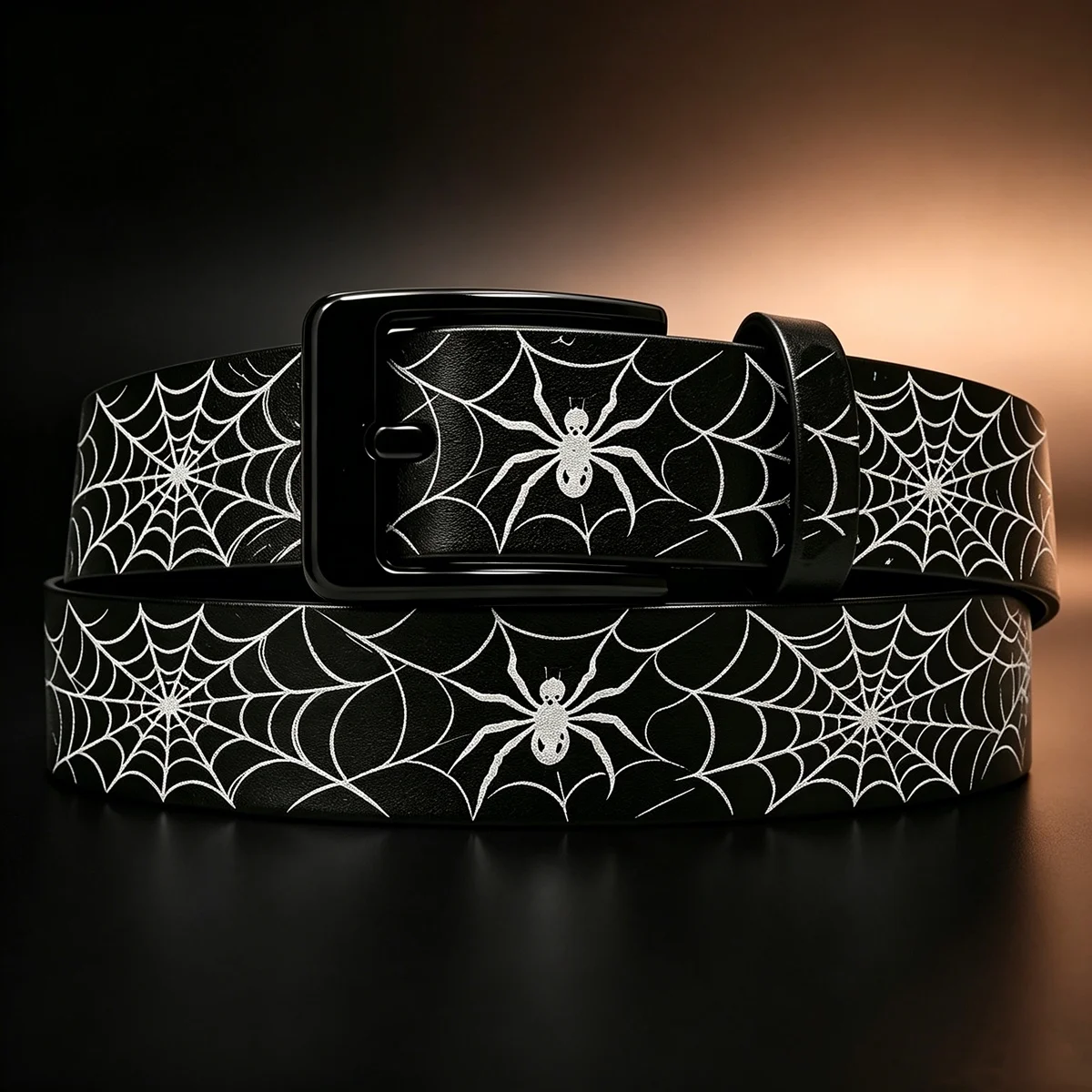 Gothic Spider & Cobweb Pattern Faux Leather Belt Black Pin Buckle Unisex Punk Streetwear Adjustable Waist Belt for Men Women
Gothic Spider & Cobweb Pattern Faux Leather Belt Black Pin Buckle Unisex Punk Streetwear Adjustable Waist Belt for Men Women