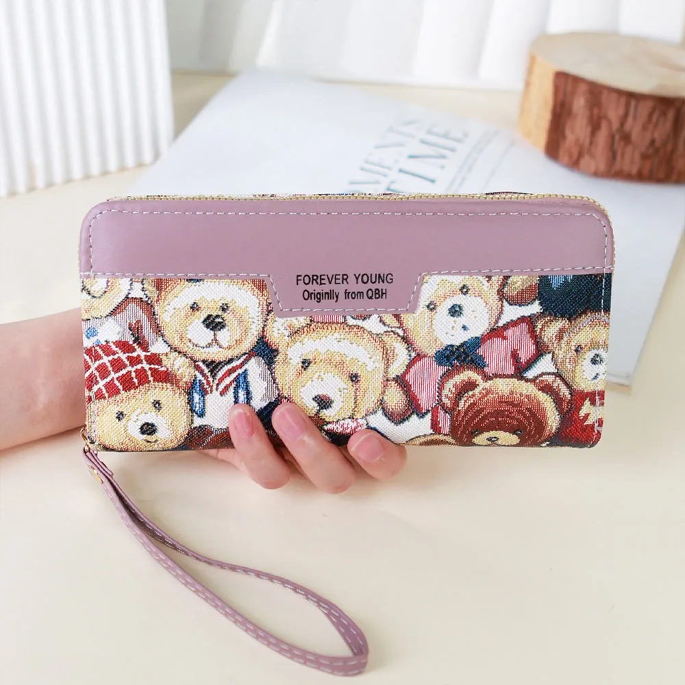 Gifts Cartoon Bear Print Women's PU Wallet Long Coin Purse Female Wrist Strap Clutch Bag Multiple Card Slots Card Holder
Gifts Cartoon Bear Print Women's PU Wallet Long Coin Purse Female Wrist Strap Clutch Bag Multiple Card Slots Card Holder