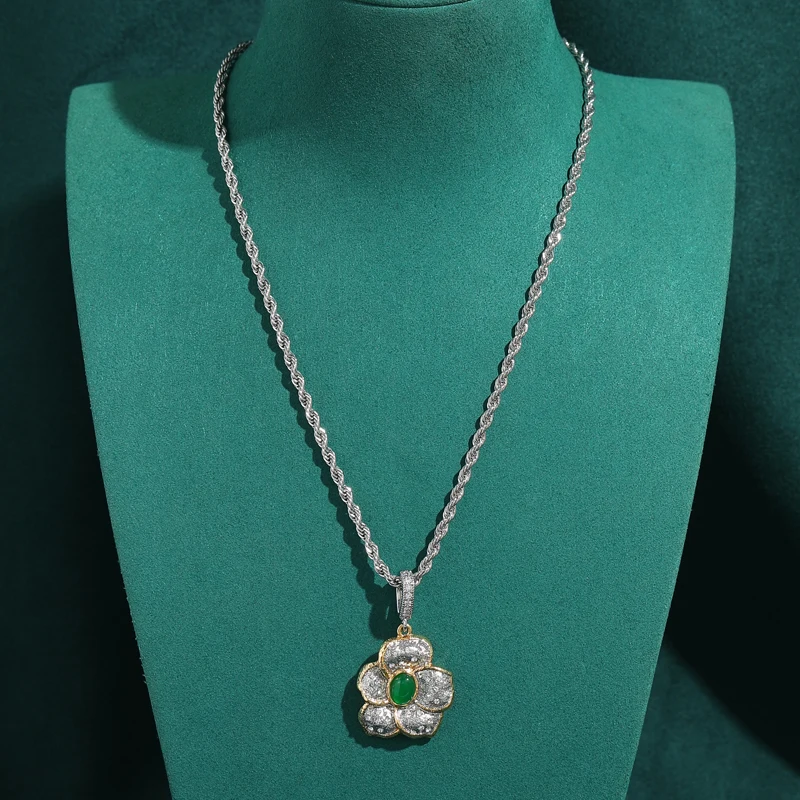 Pendant Silver Color Natural Stone Big Flower Necklace Vintage Jade Inlay Decoration Quality Luxury Designer Jewelry For Wedding
Pendant Silver Color Natural Stone Big Flower Necklace Vintage Jade Inlay Decoration Quality Luxury Designer Jewelry For Wedding