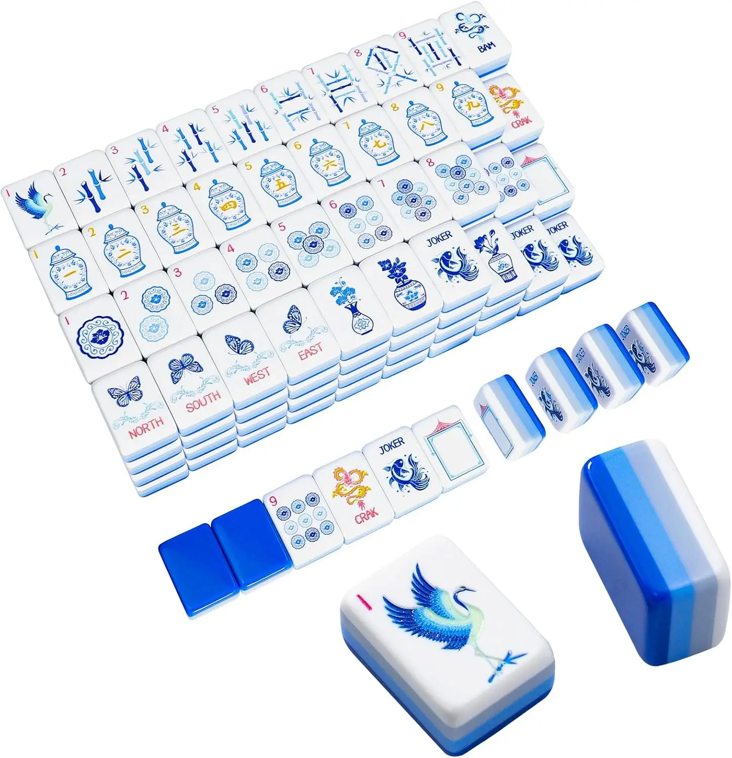 American Mahjong Tile Set with 160 Blue Acrylic Engraved Tiles, Bag, and Accessories in 4 Layers
American Mahjong Tile Set with 160 Blue Acrylic Engraved Tiles, Bag, and Accessories in 4 Layers
