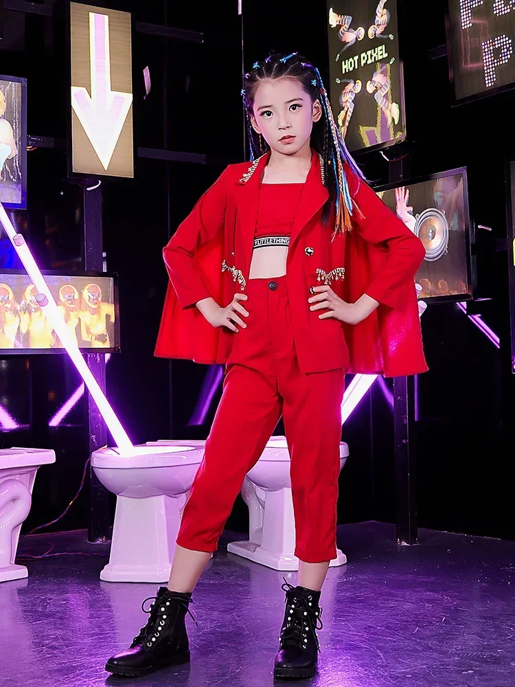 ZZL Children's Jazz Dress K-pop Red Suit Girls' Dress Urban Dance Girl Fashion Model Catwalk Cool Clothes for Children 3 Pcs
ZZL Children's Jazz Dress K-pop Red Suit Girls' Dress Urban Dance Girl Fashion Model Catwalk Cool Clothes for Children 3 Pcs