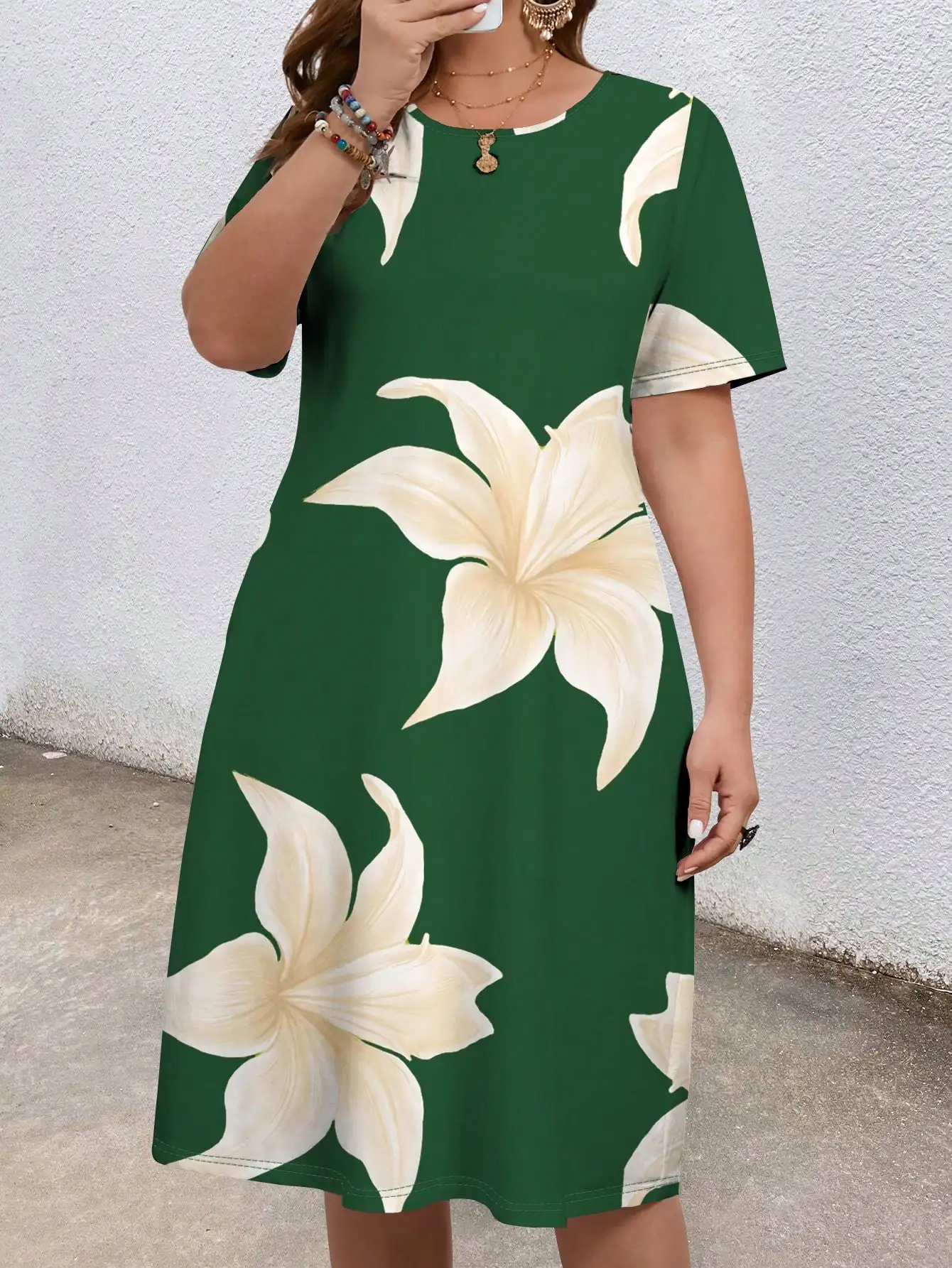 Plus Size Floral Print Casual Dress For Women Summer Vacation Knee Length A-Line
Plus Size Floral Print Casual Dress For Women Summer Vacation Knee Length A-Line