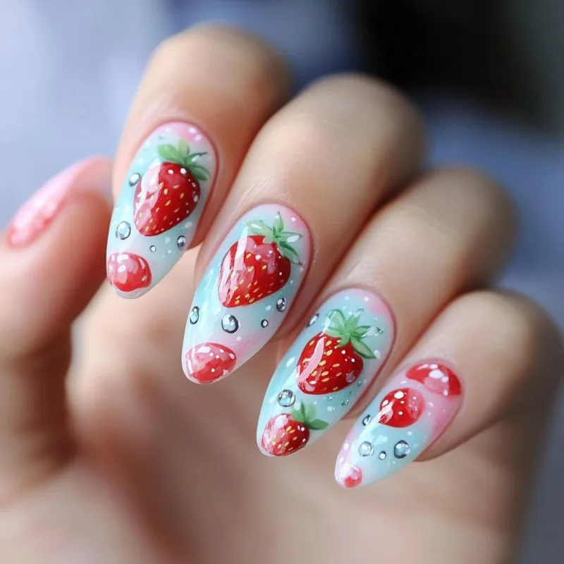 24pcs Fashion False Nails Summer Strawberry Realistic Press on Nails Almonds Artificial Finger Nails with Charms Removable 2025
24pcs Fashion False Nails Summer Strawberry Realistic Press on Nails Almonds Artificial Finger Nails with Charms Removable 2025