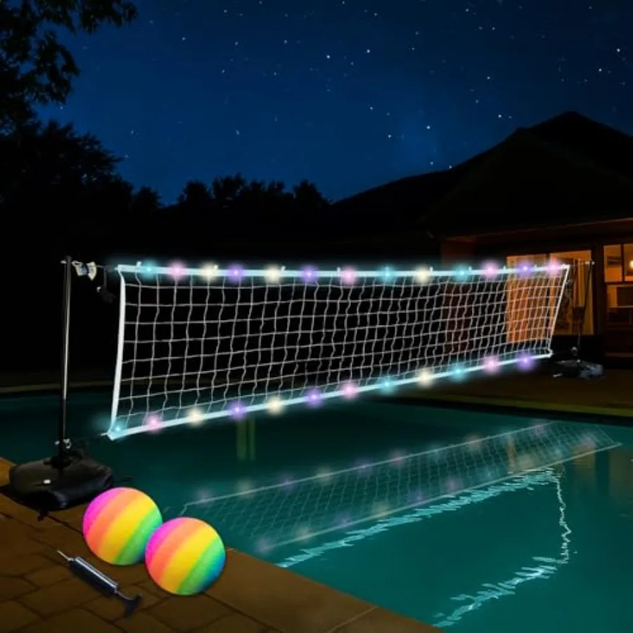 Pool Volleyball Net Set with LED Lights, Volleyball Net with Weighted Bases and Adjustable 15ft-42ft Length for Inground Pools,
Pool Volleyball Net Set with LED Lights, Volleyball Net with Weighted Bases and Adjustable 15ft-42ft Length for Inground Pools,
